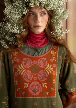 Stickad klänning "Stine" i ekologisk/återvunnen bomull-Gudrun Sjödén