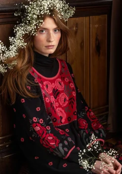 Stickad klänning "Stine" i ekologisk/återvunnen bomull-Gudrun Sjödén