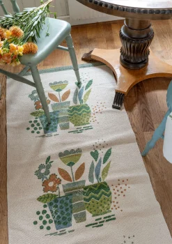 Tryckt gångmatta "Flower pots" i ekologisk bomull-Gudrun Sjödén New