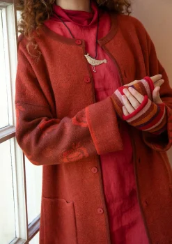 Vändbar stickad kappa "Aria" i filtad ull-Gudrun Sjödén Online