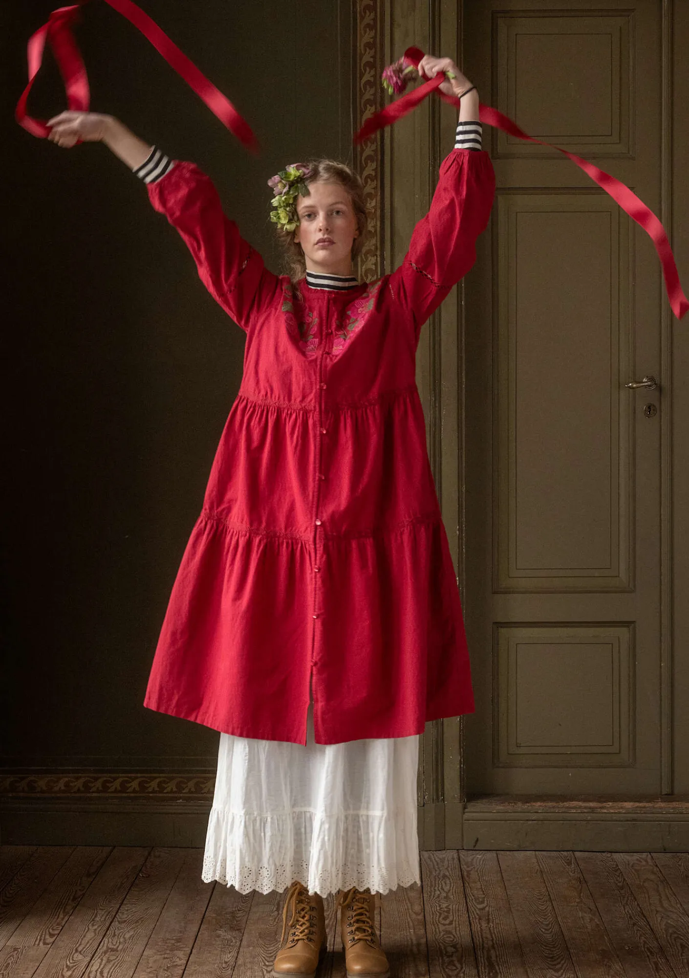 Vävd klänning "Åland" i ekologisk bomull-Gudrun Sjödén New